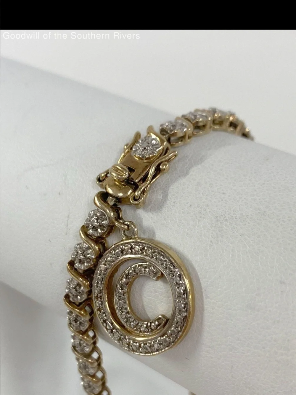 Ross-Simons Gold-Tone Bracelet with clear Crystals & C Initial
